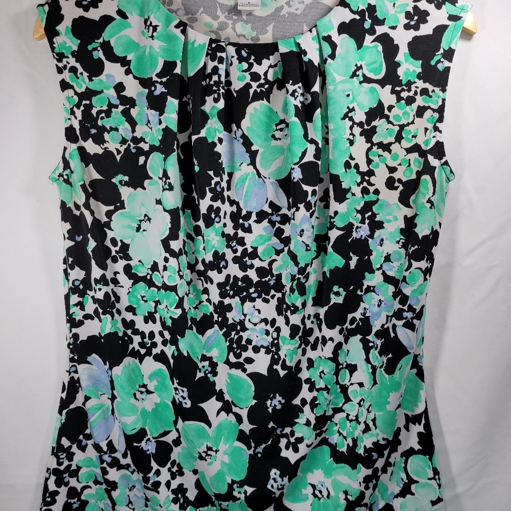 Liz Claiborne Women's Small Green Flower Flowy Blouse